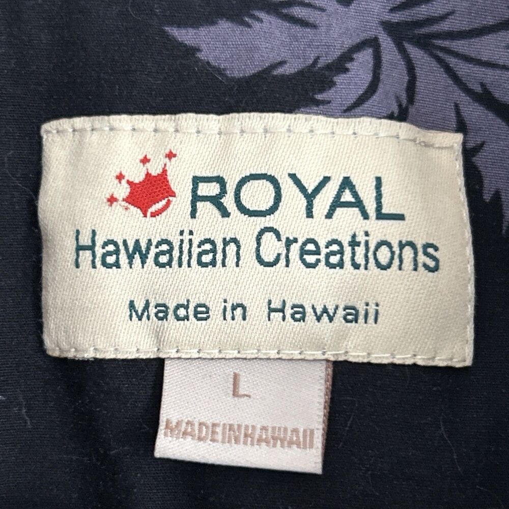 Royal Hawaiian Creations Shirt  Black w Pineapples & Ukuleles Beach Cruise Sz L - Picture 10 of 12